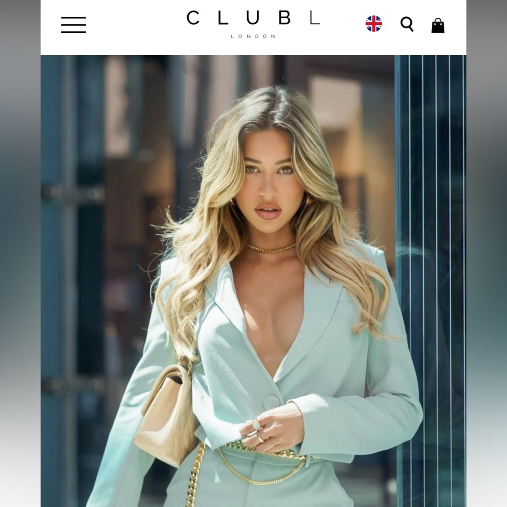 NWT Club L London Cropped Blazer One Button Career Work Suit Sage Size 4